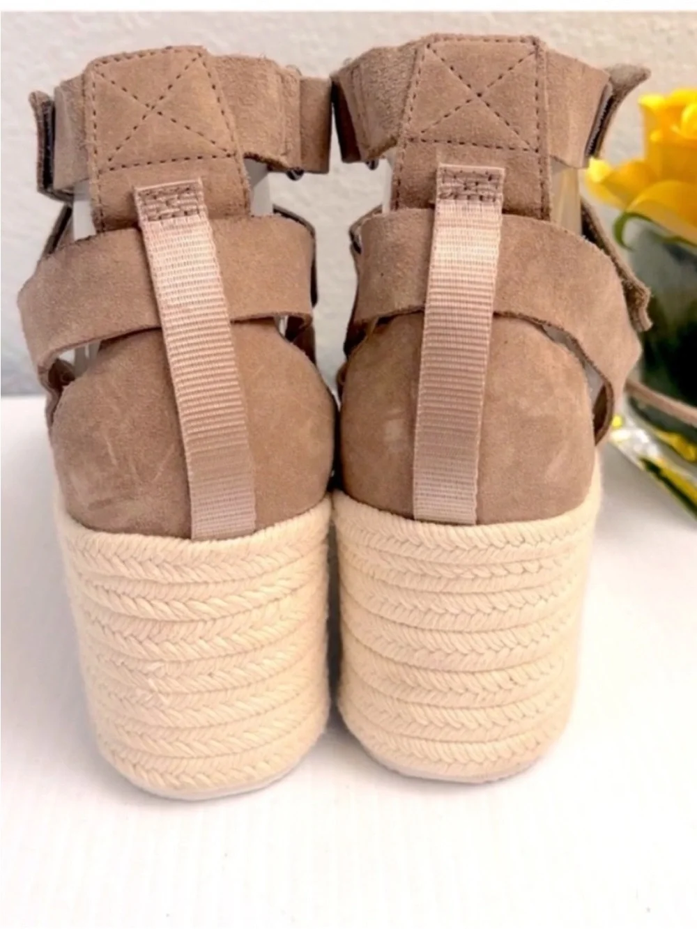 Sorel Cameron Taupe Multi-Strap Espadrille Wedge Sandals Sz 11